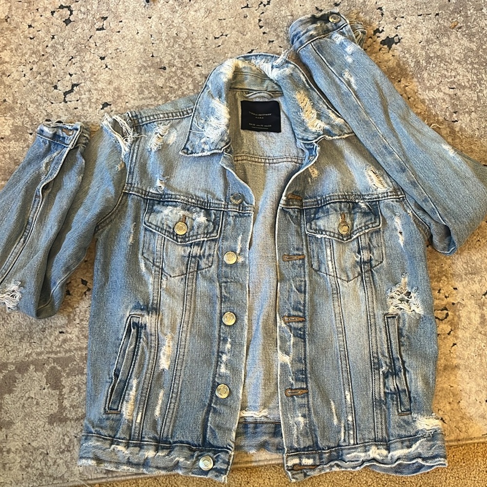 ZARA distressed denim jacket